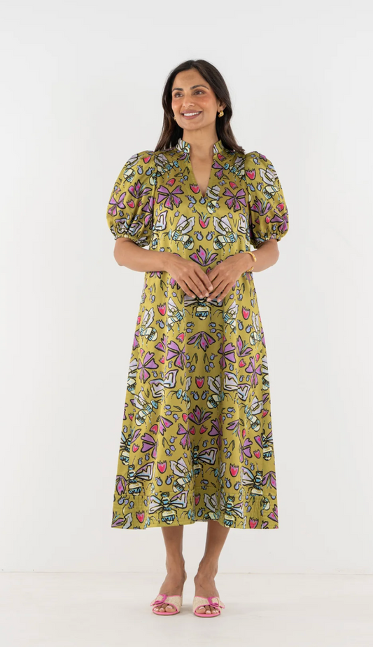 Hampton Dress - Dutch Bee Silk Maxi Dress