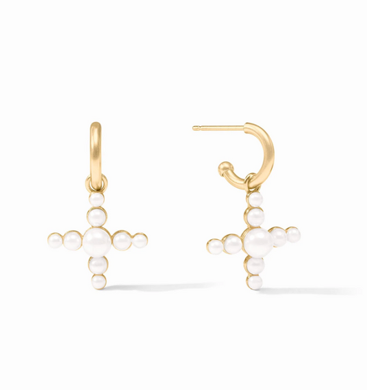 Gumdrop Cross Hoop & Charm Earring