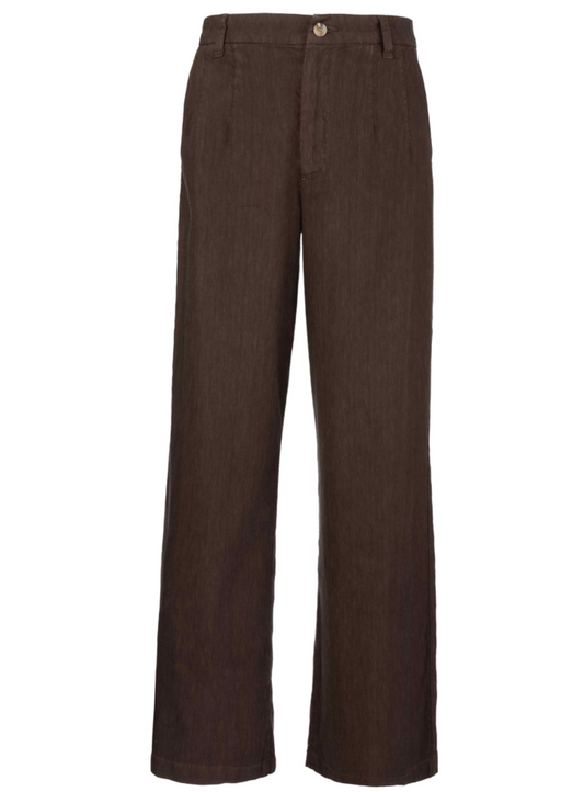 Meg High Rise Wide Straight Leg with Front Pleats - Chocolate