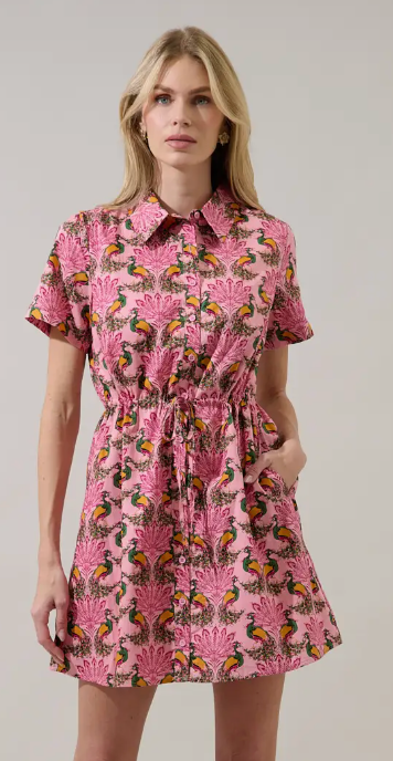 Kenda Shift Mini Dress Peacock Bay