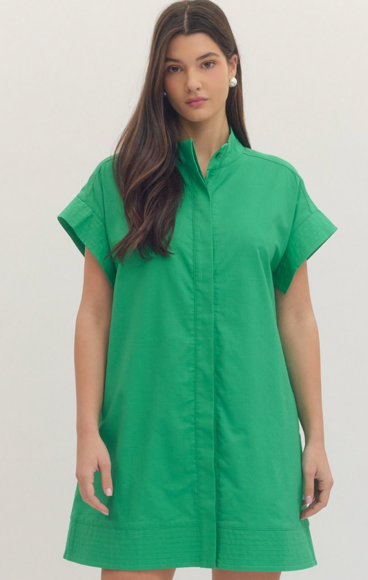 Button Up Green Dress
