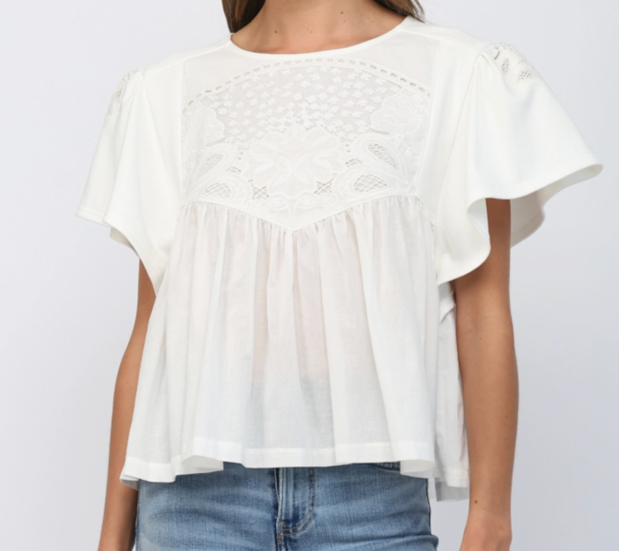 Embroidered Round Neck Sweatshirt Top