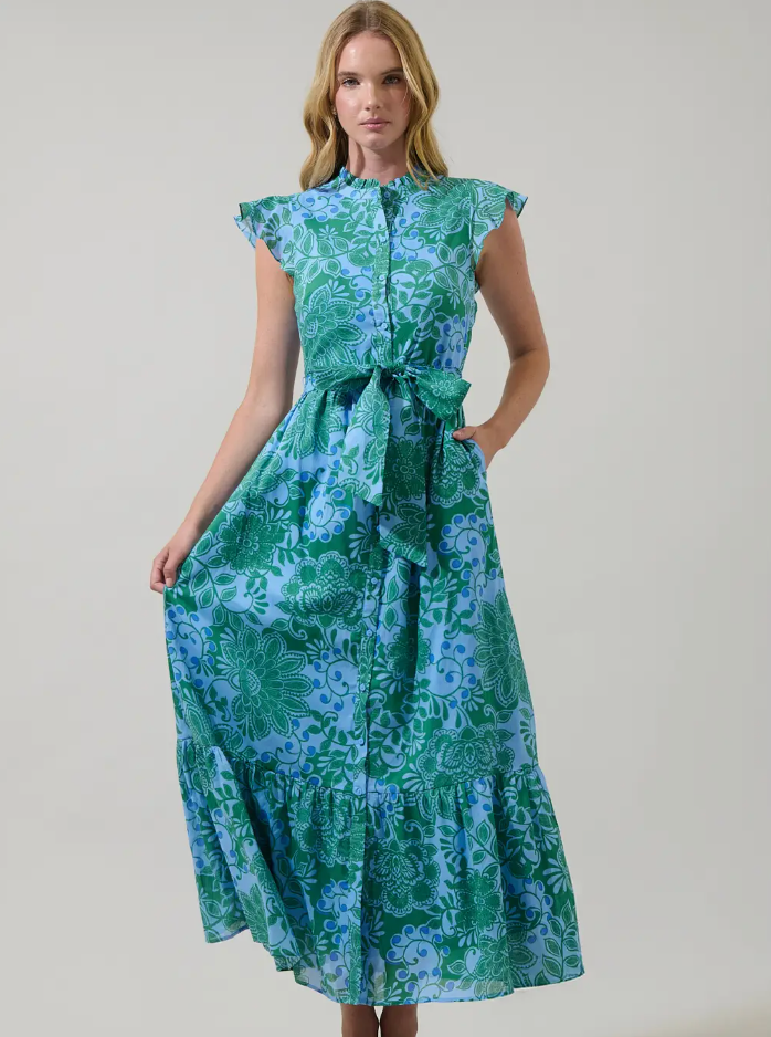 Tressa Floral Riah Button Down Maxi Dress