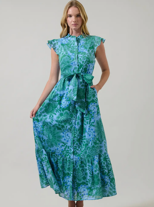 Tressa Floral Riah Button Down Maxi Dress