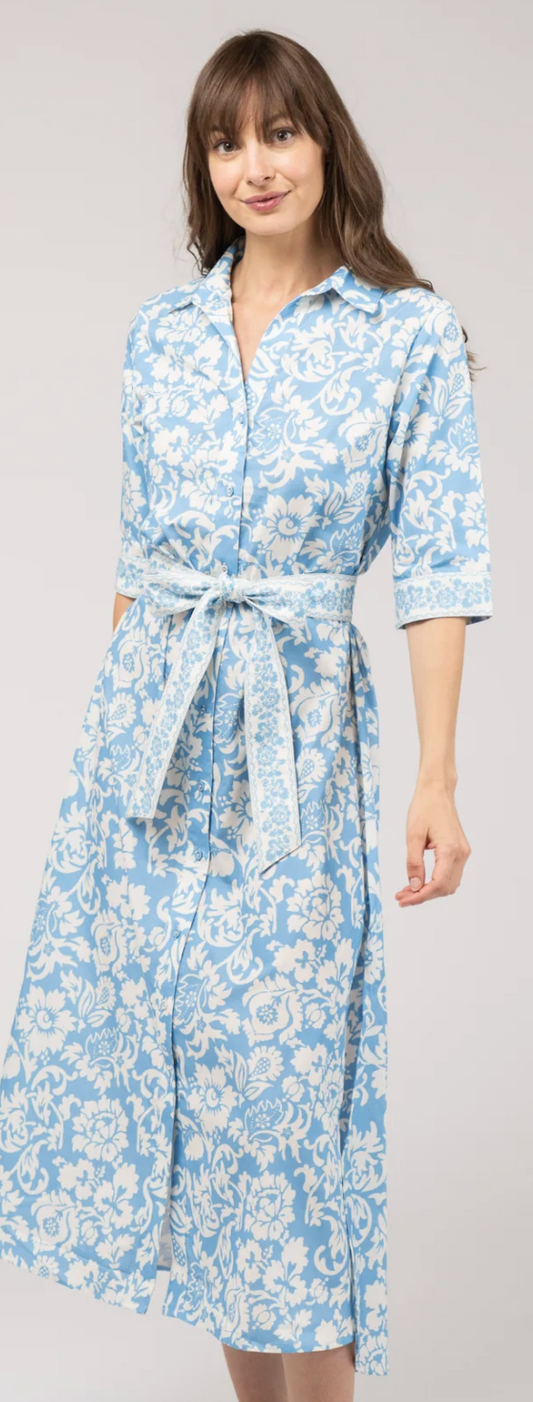 The Eloise Dress- Blue Flore