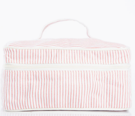 Stripes Train Case - Rose Tan