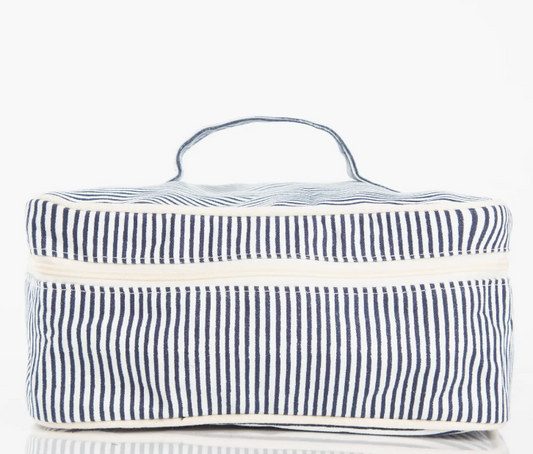 Stripes Train Case - Navy