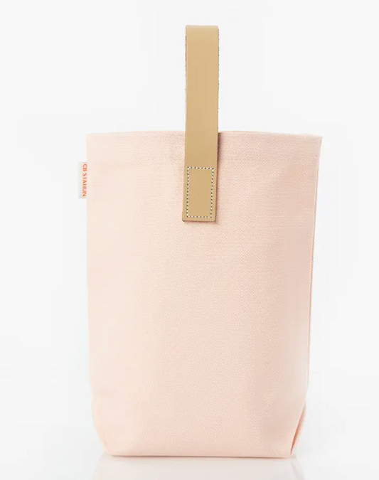 Leather Grip 2 Bottle Wine Carrier- Powder Pink