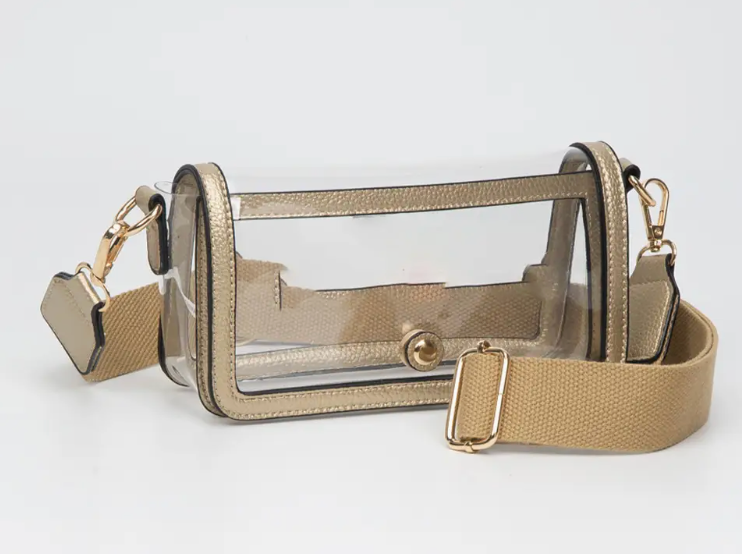 Transparent Crossbody Bag- Clear Gold