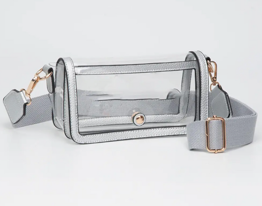 Transparent Crossbody Bag- Clear Silver