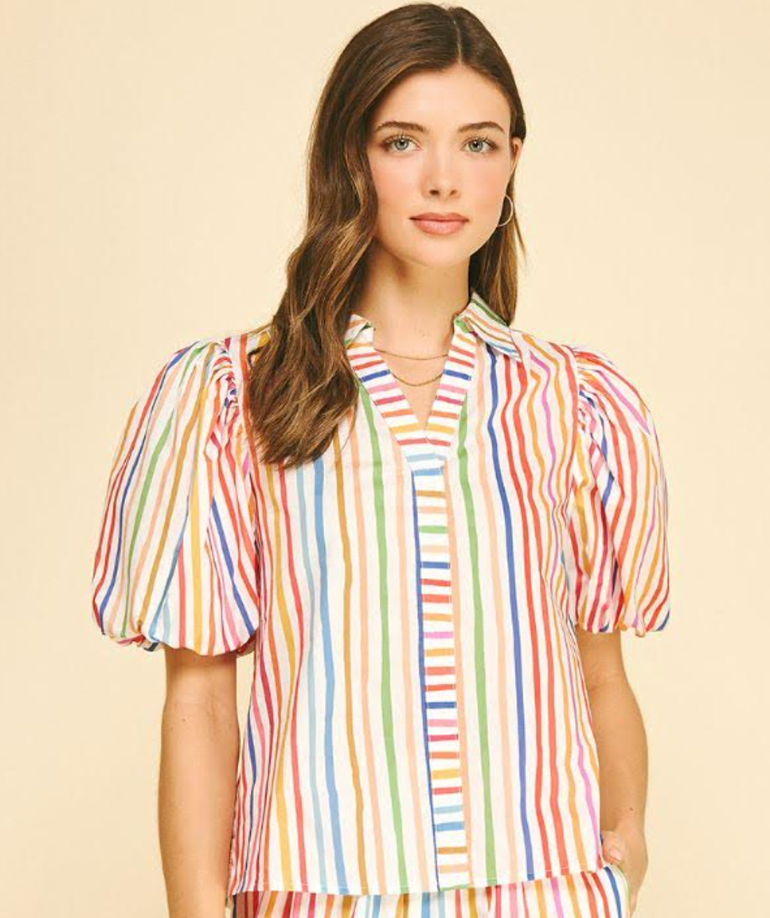 Rainbow Stripe Blouse Top