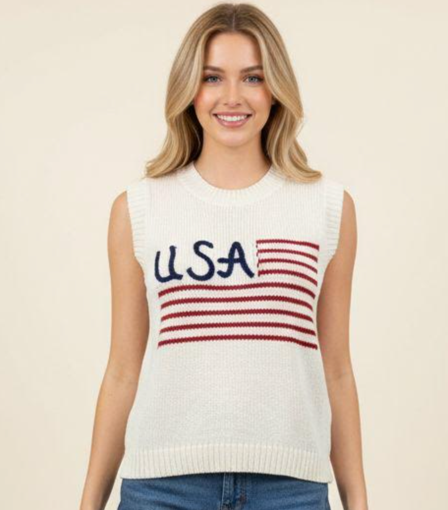 American Flag Sweater Top