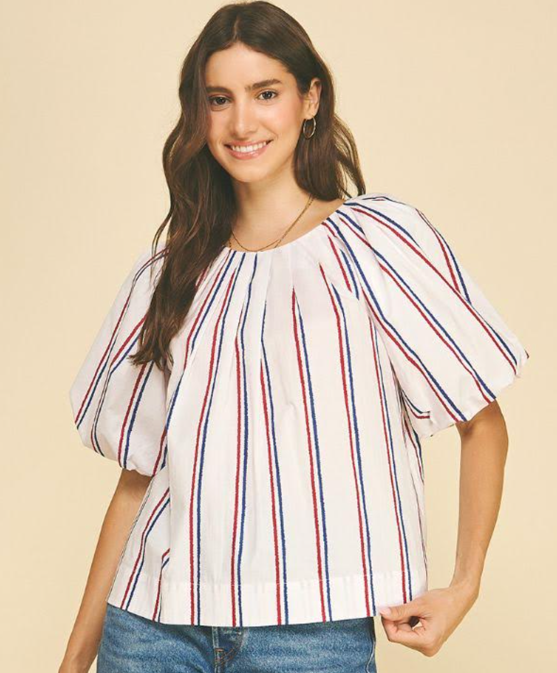 USA Inspired Stripe Blouse Top
