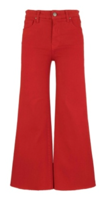 Meg High Rise Fab Ab Wide Leg Raw Hem- Tomato