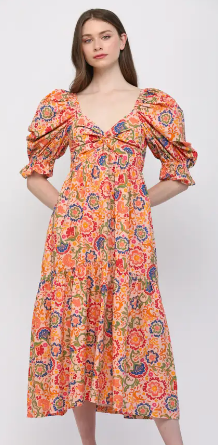 Knot Sweetheart Neckline Midi Dress