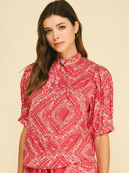 Bandana Print Puff Sleeve set