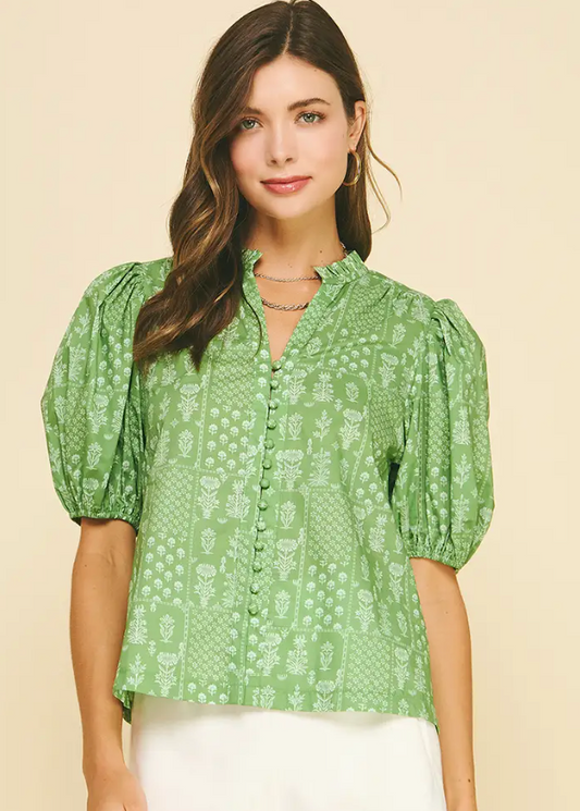 Floral Button Down Blouse Top