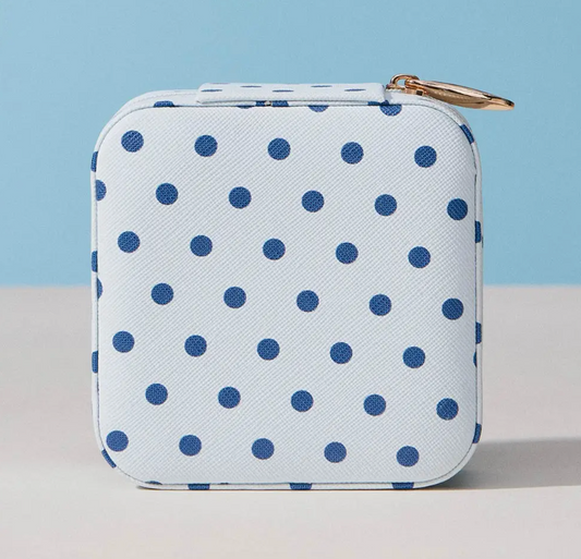 Polka Dot Portable Jewelry Box- Blue