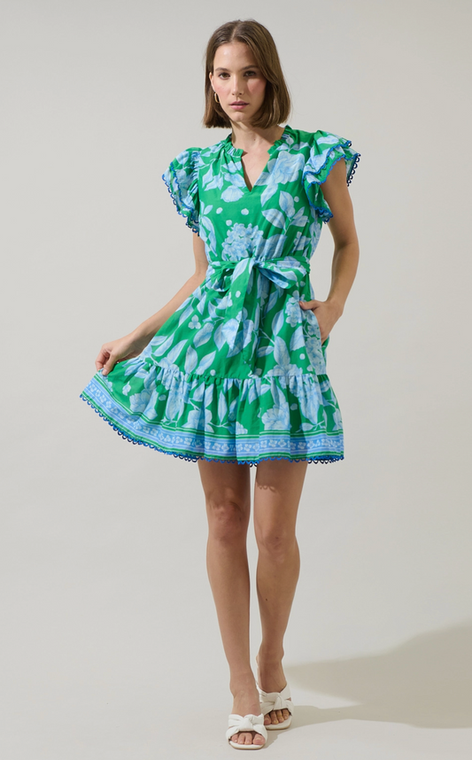 Verbena Floral Ruffle Mini Dress