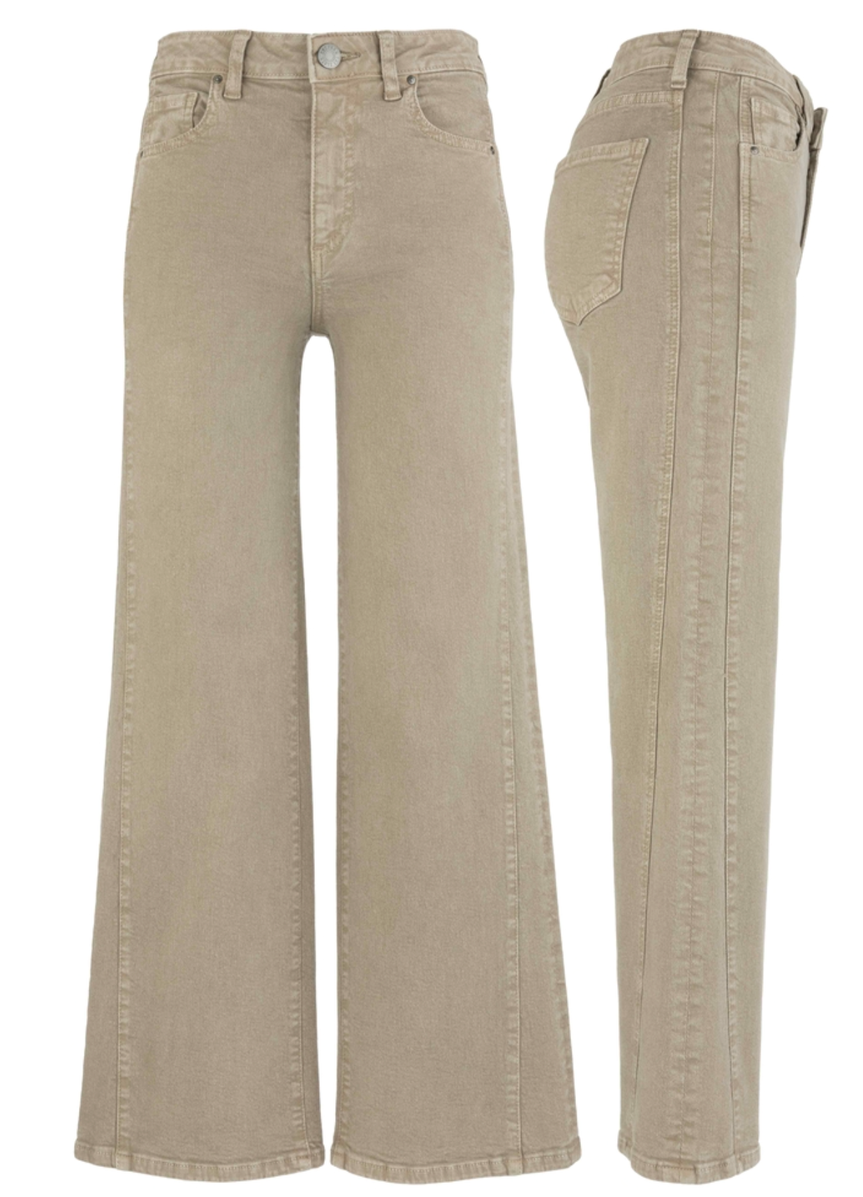 Meg High Rise Wide Leg Side Panel- Milk Tea