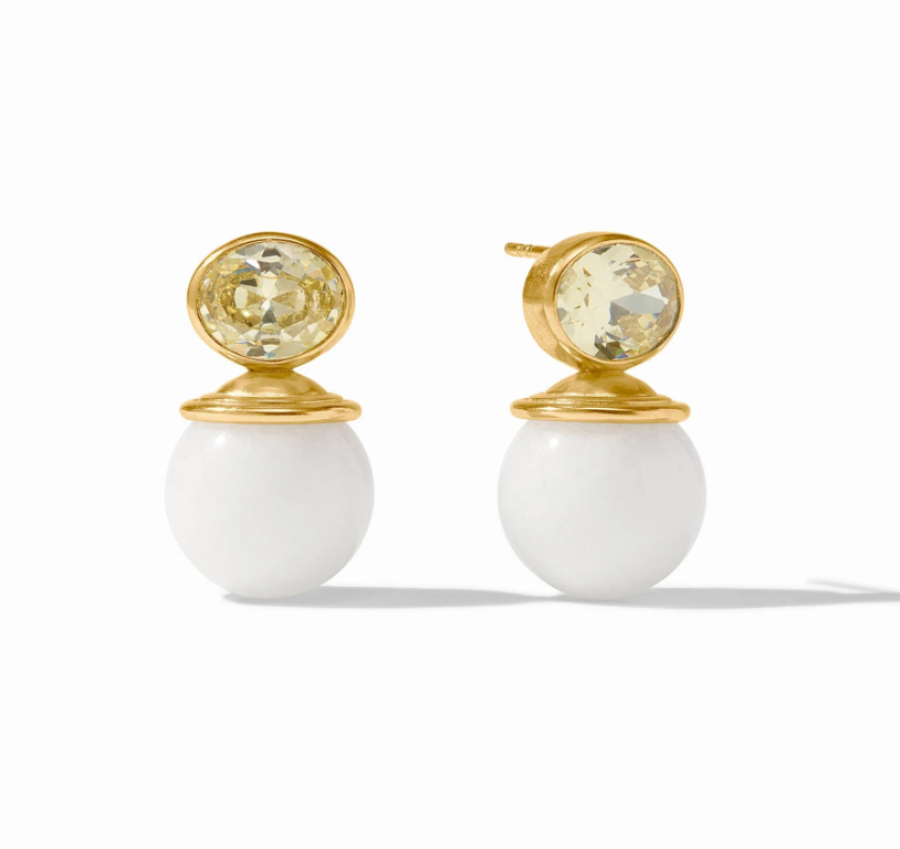 Portofino Earring Gold- White Jade