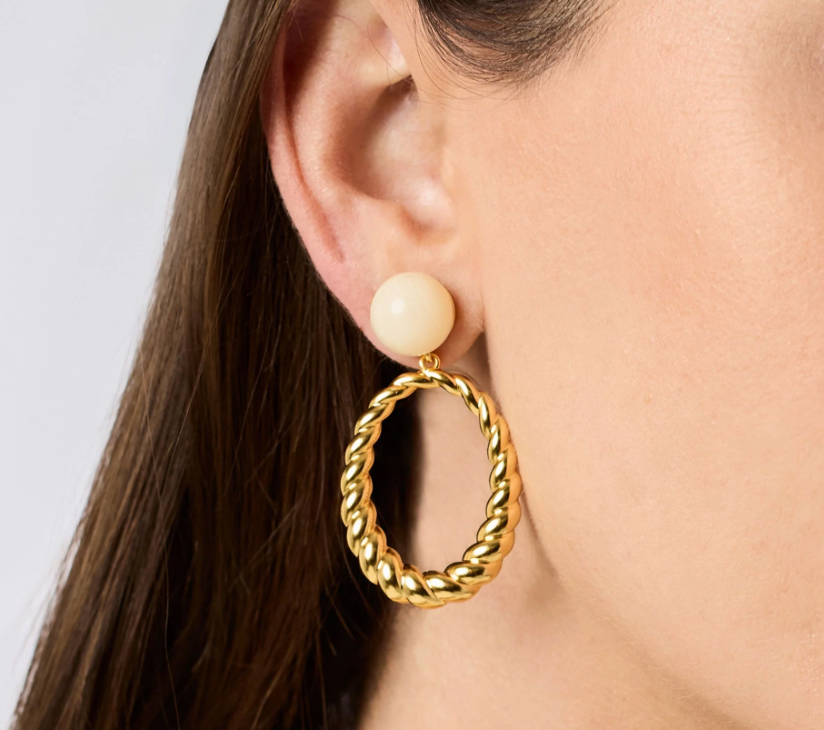Ravello Statement Earring Gold- Ivory