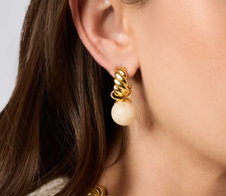 Ravello Hoop & Charm Gold- Ivory