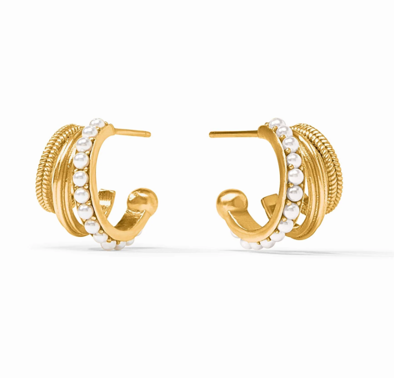 Hydra Triple Hoop Gold- Pearl