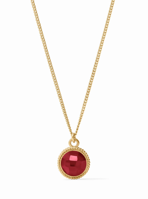Fleur-de-Lis Solitaire Necklace- Ruby Red