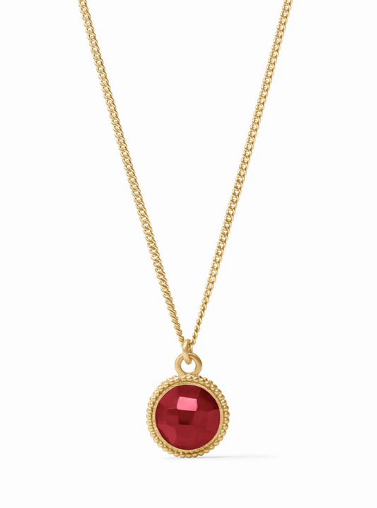 Fleur-de-Lis Solitaire Necklace- Ruby Red