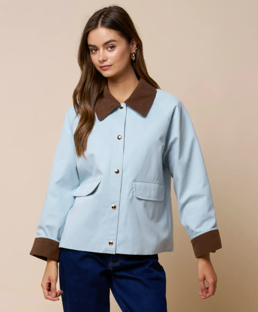 Color Block Button Down Jacket