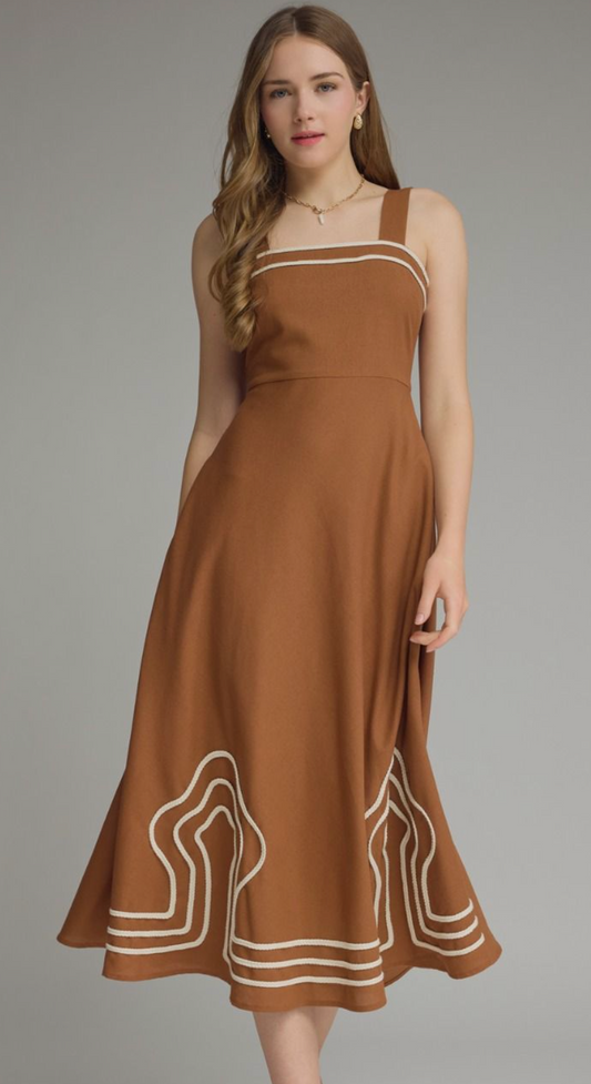 Square neck sleeveless midi dress