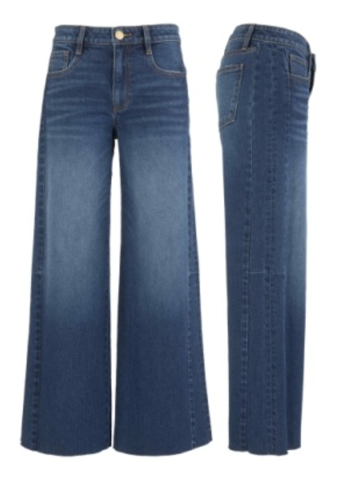 Meg High Rise Wide Leg Side Panel Raw Hem
