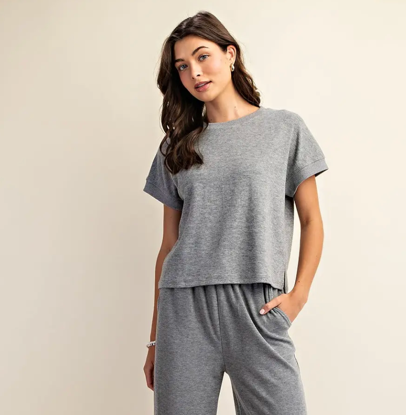 Short Sleeve Knit Shirt- Gray