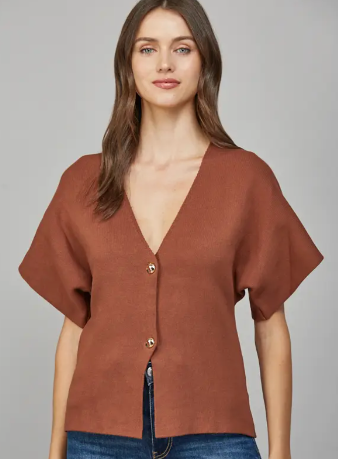 Front Button Closure V-Neck Cardigan
