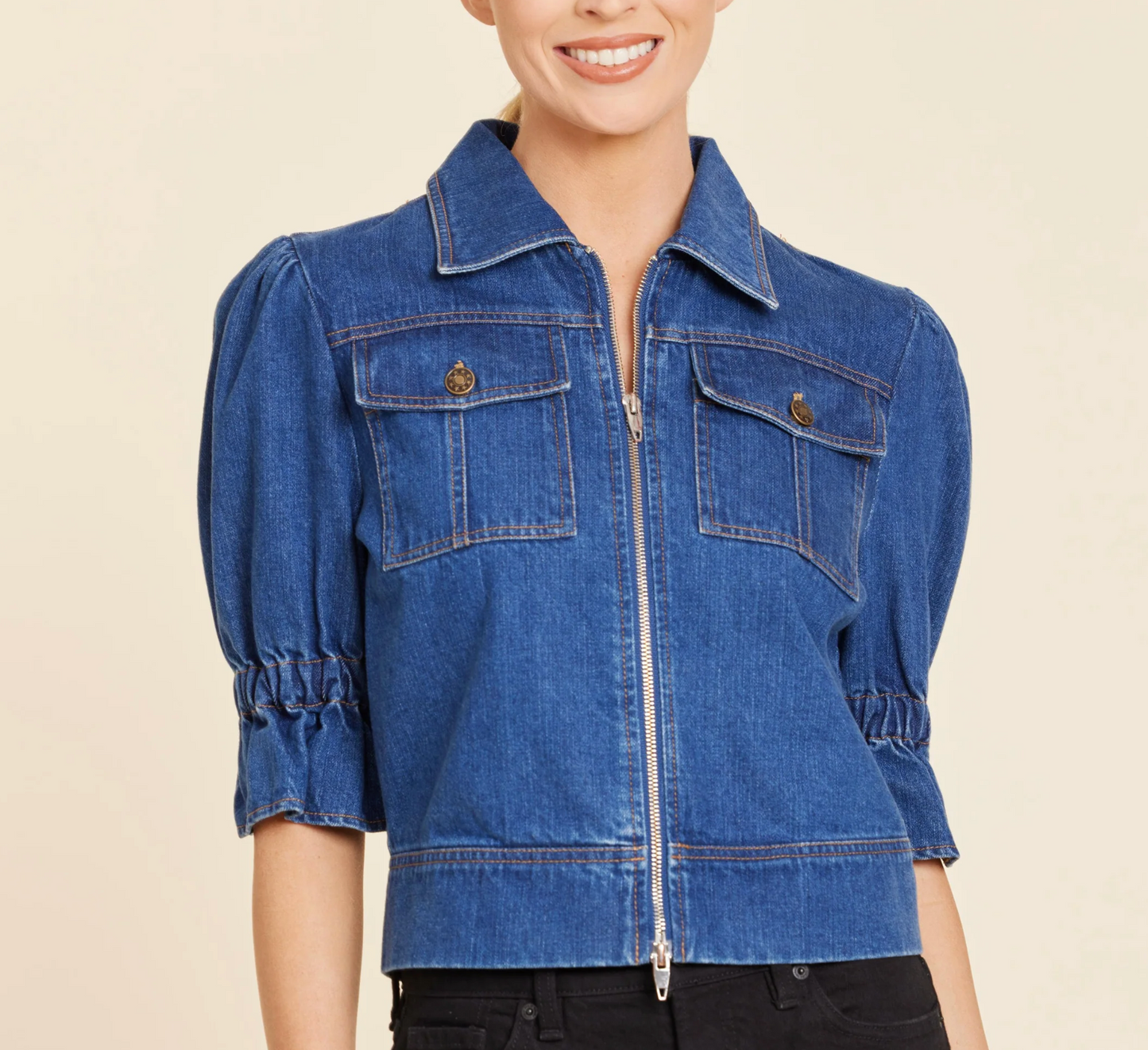 Denim Double Zip Jacket