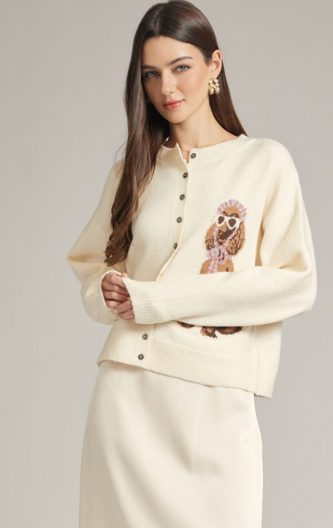 Cream Poodle Cardigan
