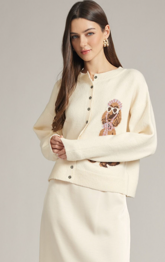 Cream Poodle Cardigan