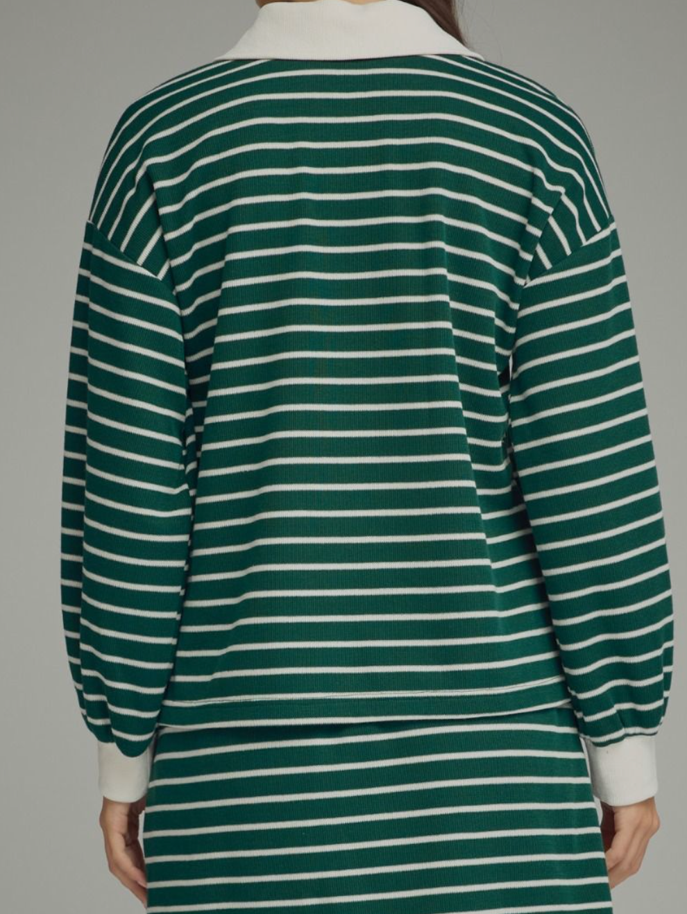 Hunter Green Striped Long Sleeve Knit Top