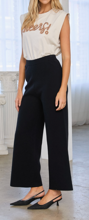 Black Sweater Knit Trousers