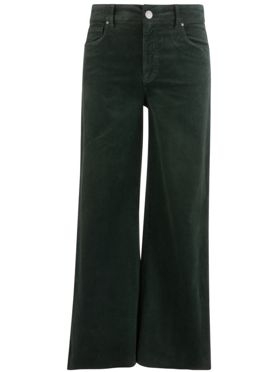 MEG HIGH RISE FAB AB WIDE LEG- Evergreen