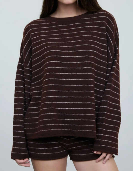 Crew Neck Striped Boxy Pullover Sweater
