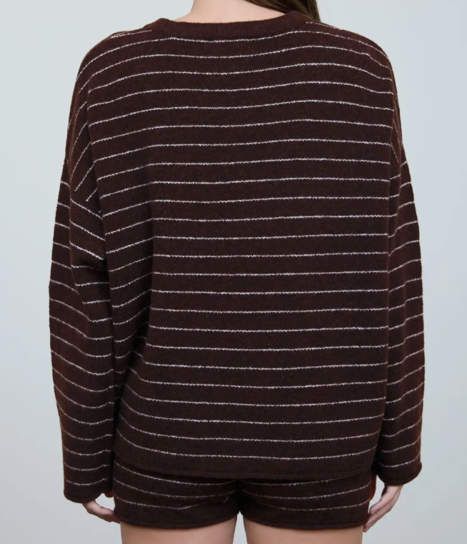 Crew Neck Striped Boxy Pullover Sweater