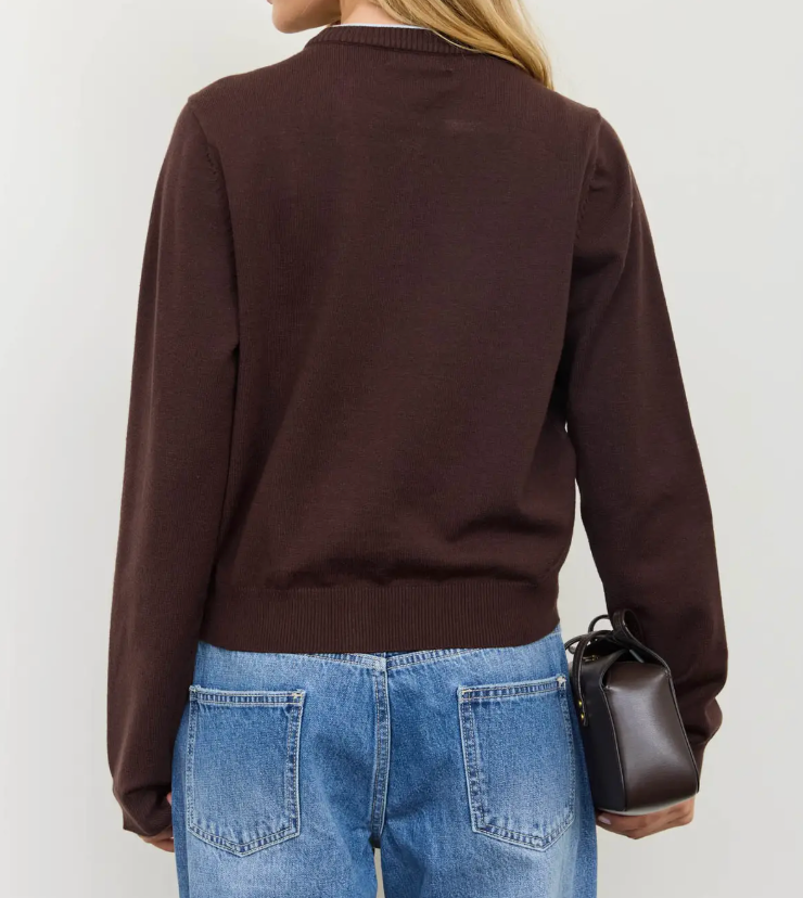 Round Neck Contrast Piping Cardigan