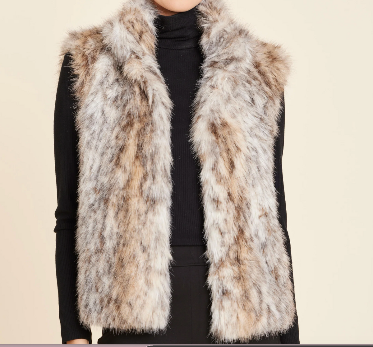 Faux  Fur Vest-Grey Multi