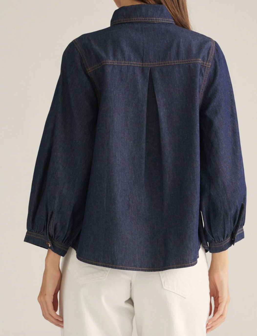 Neck Tie Denim Button Up Top