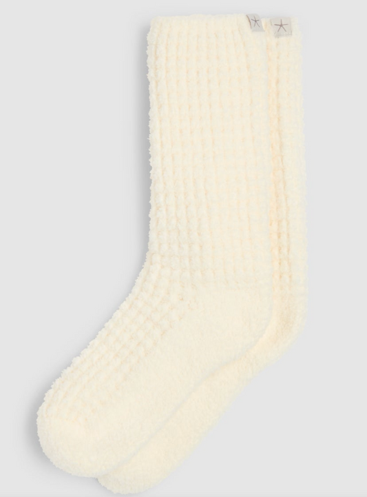 CozyChic Waffle Socks- Pearl