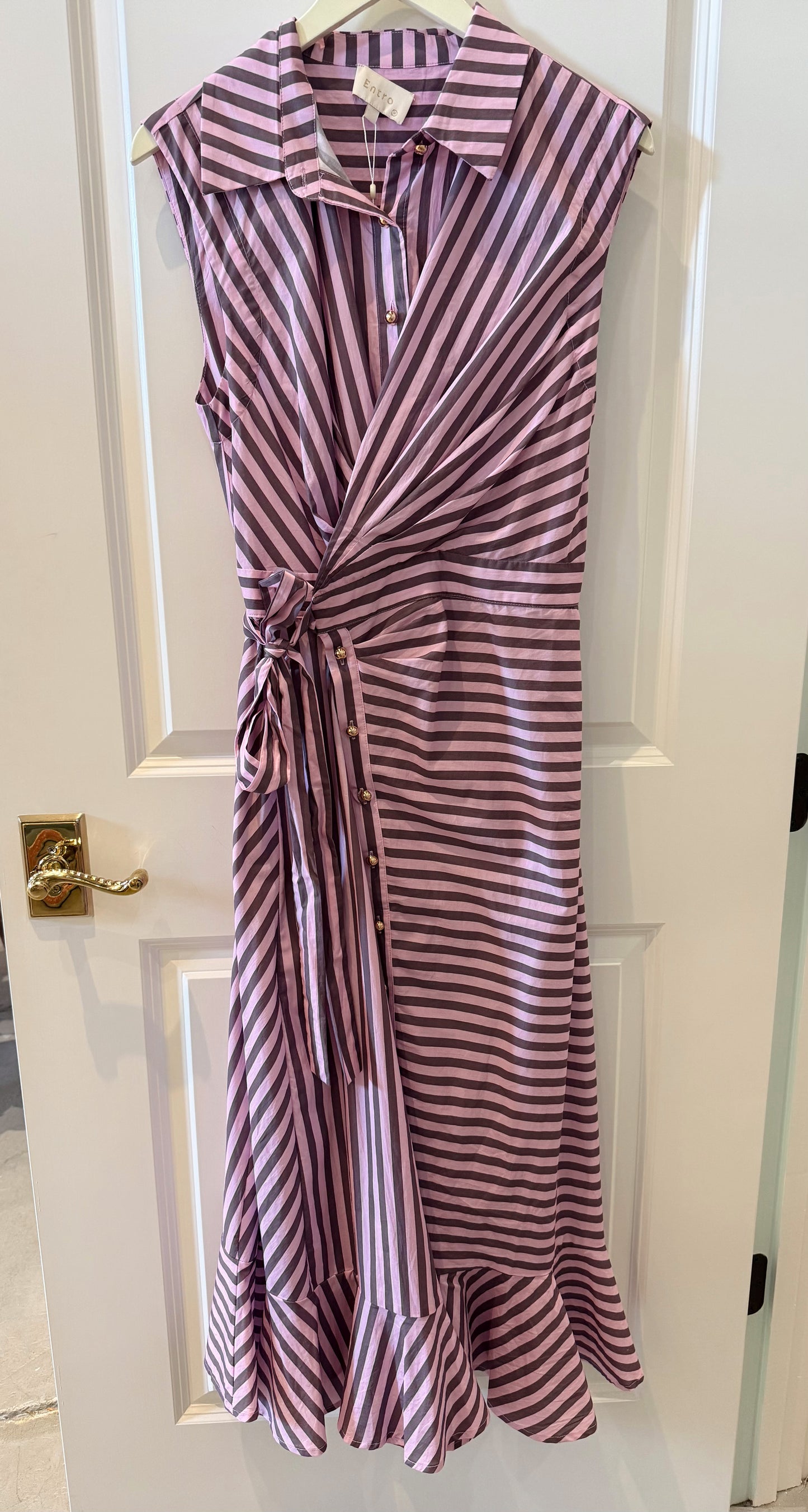Stripped Maxi Collared Dress