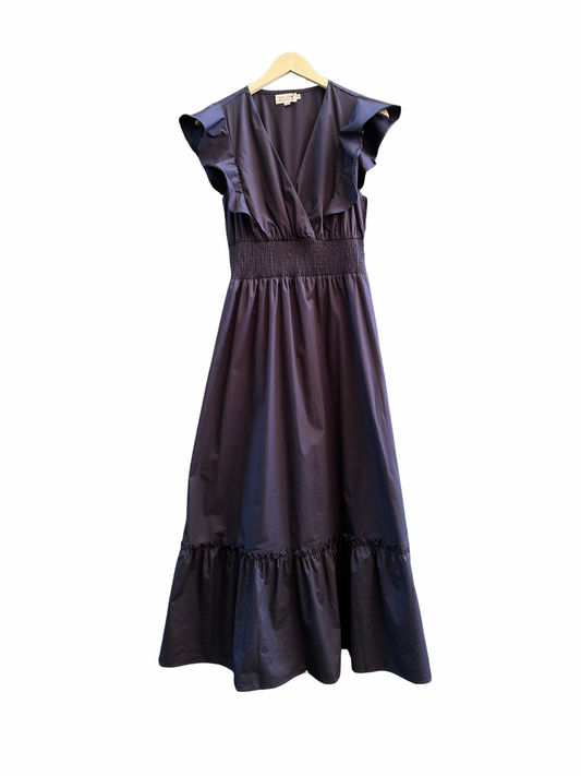 Ladies Woven Midi Dress- Navy