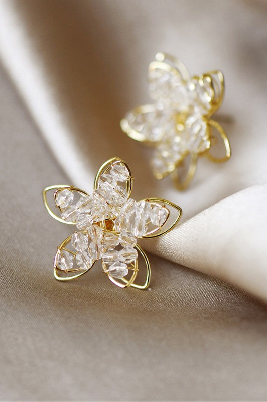 Crystal flower deals stud earrings